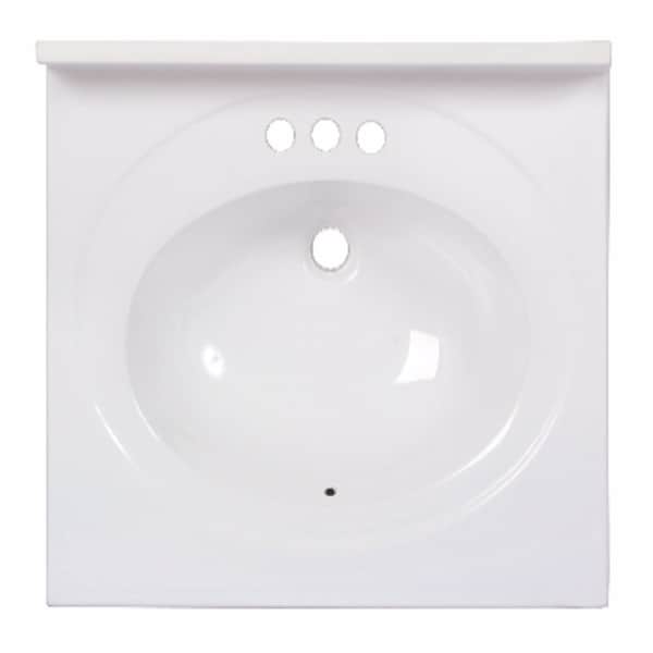 Arstar Arstar Standard Cultured Marble Bathroom Sink 25 in. W X 22 in. D White A222510113C1-3 - main